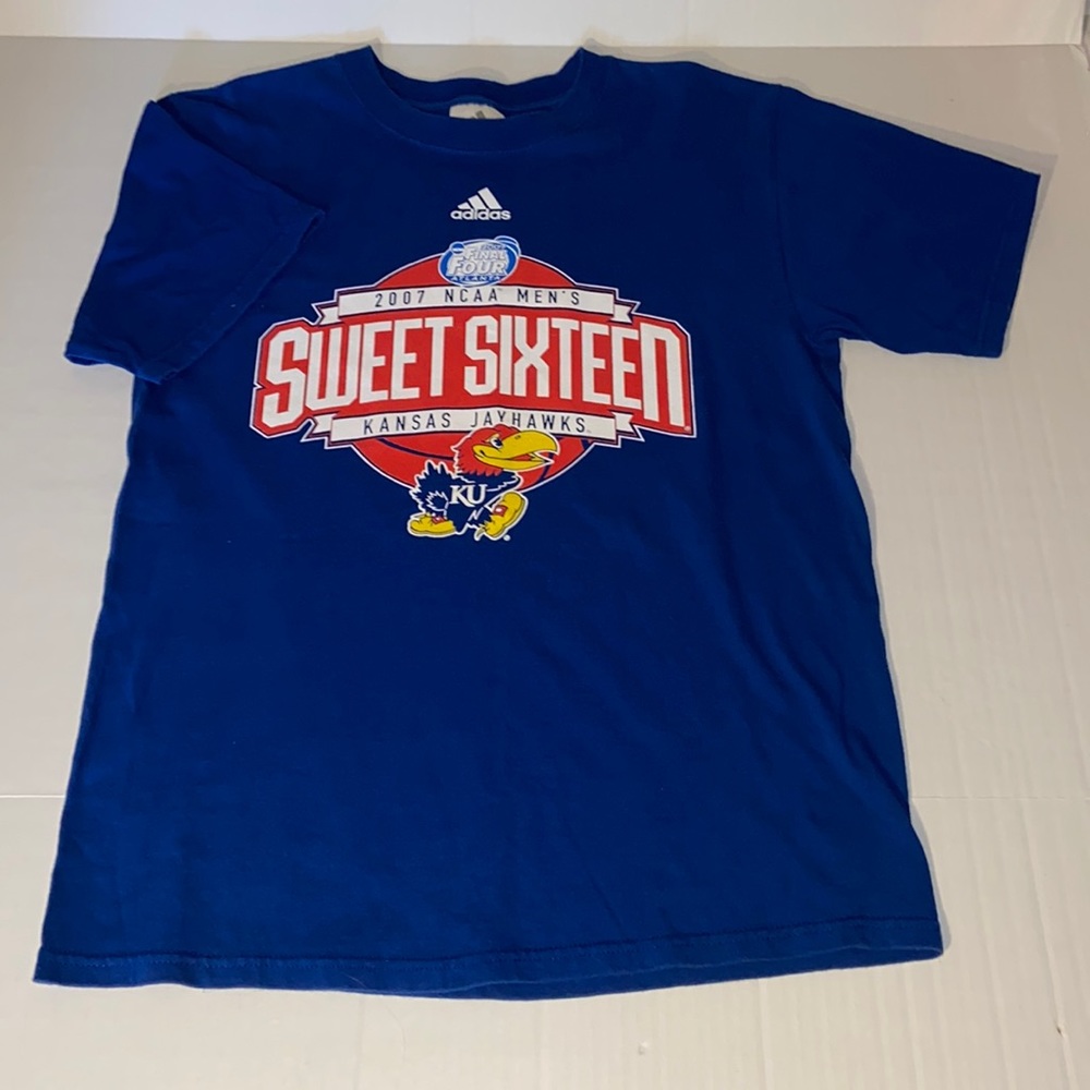 Adidas Unisex Small KU Jayhawks Sweet Sixteen Final Four 2007 Tee Shirt